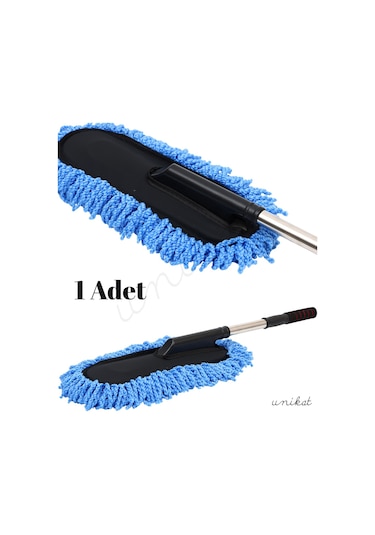 Mikrofiber Örgü Başlıklı Araç Yıkama Ve Toz Alma Mopu Mavi Renk 1 Adet