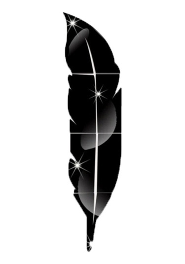 Qingmipy Tüy Şekilli Aynalı Duvar Çıkartması - Kolay Yapıştırılabilir Dekoratif Ayna Sticker 73x18cm Siyah