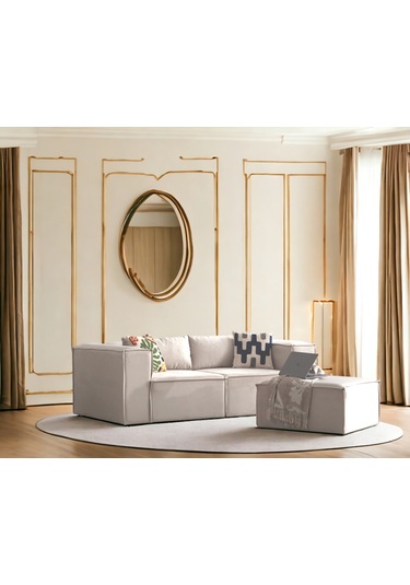 Nova 3 Modül Modüler L Köşe Koltuk Takımı Kırık Beyaz