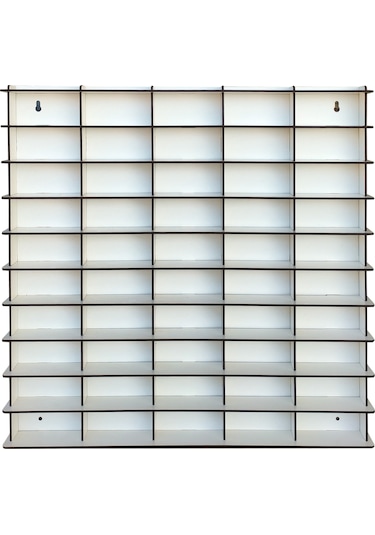 Ahşap Hobi Araba Rafı Beyaz 50 Araçlık Kişiye Özel Isimli