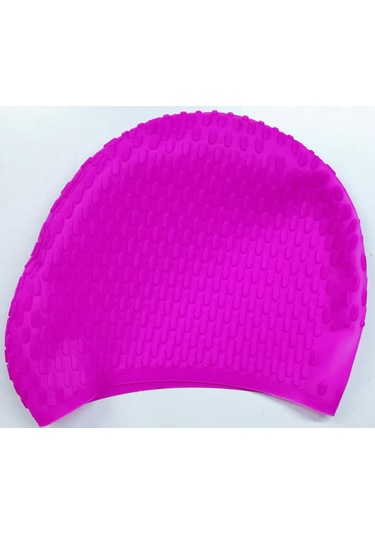 Geeroyoo Erkek Kadın Silikon Yüzme Şapka Saç Korumalı Kulaklı Uzun Saçlı Sporcu Su Sporları Mor Diğer