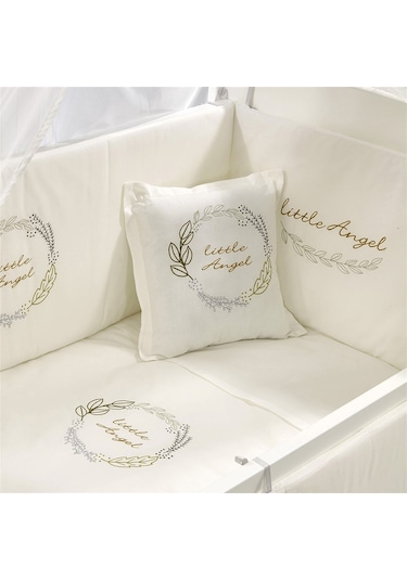 Meltem Kids Angel Nakışlı Pamuklu Bebek Uyku Seti 60 x 120 CM Ekru