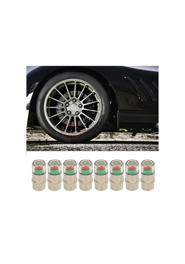 Reedark 8 Adet Araba Lastik Basınç Kapağı 35 Psı 2.4 Bar - 3 Renkli Görsel Alarmlı Tpms İle Basınç Kontrolü