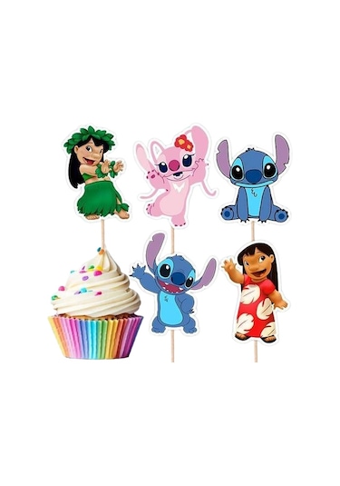 Kürdan Lilo Stitch Sitiç Temalı 10lu Sadece Kürdanlar .pasta Cupcake Süsü