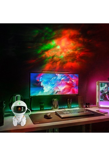 Yifomall Karanlık Odalar İçin 5w Led Astronot Gökkuşağı Işık Projeksiyonu, Konforlu Ev Ambiyanı Oluşturucu Siyah Gitar Desenli Gece Lambası Diğer