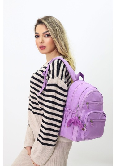 Sevimli Peluş Figürlü Günlük Kadın Sırt Çantası Şık, Kullanışlı, Okula Ve Seyahate Uygun Lila