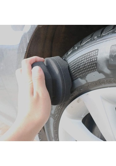 Padalink 11cm Büyük Boy Dalgalı Desenli Lastik Parlaklatma Spongesi - El Tutulu, Yüksek Kaliteli Köpük, Tekrarlı Kullanım - Siyah, 4 Adet Seti