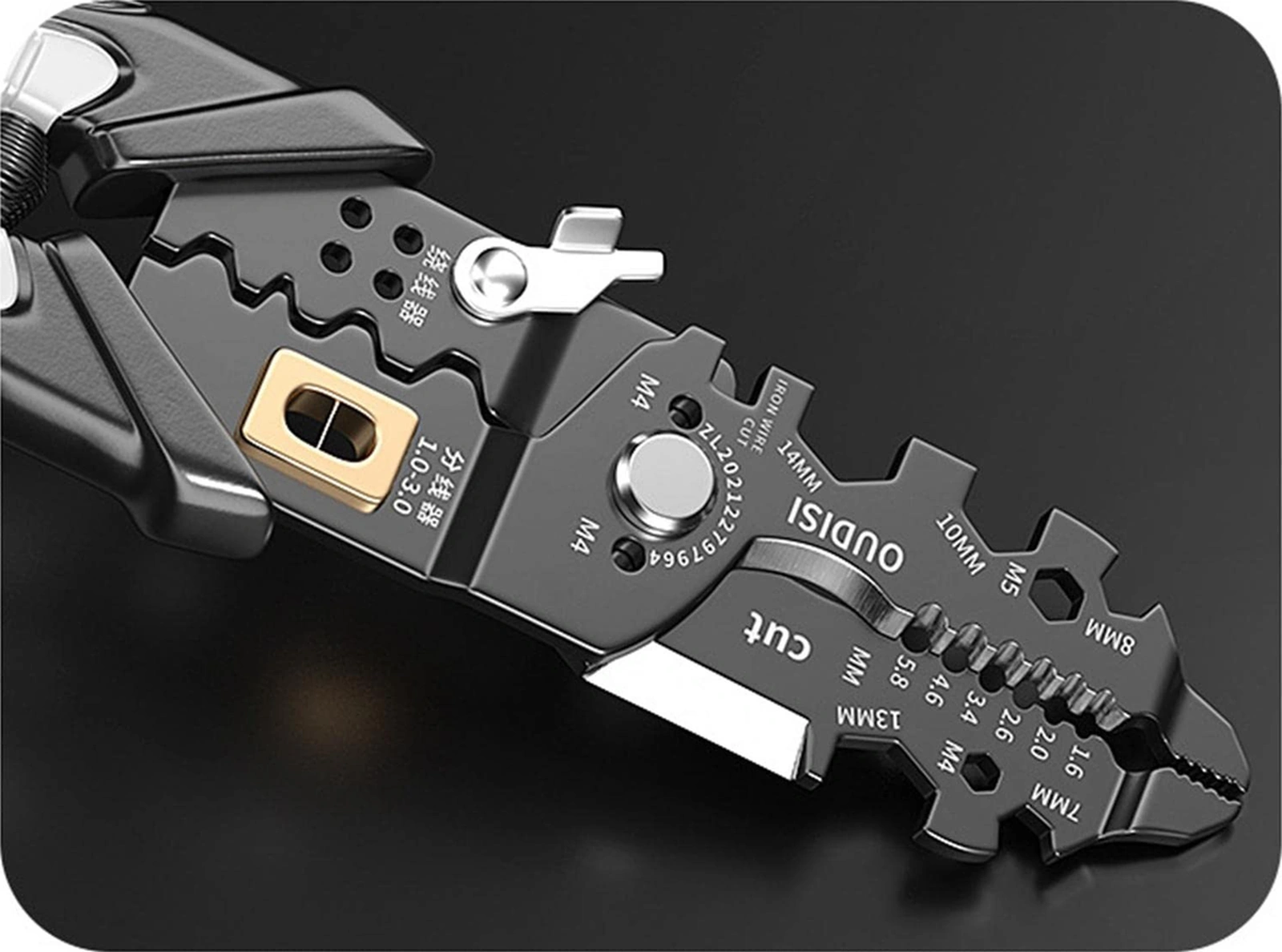 Youtek Elektrikçi İçin 25 Fonksiyonlu Çok Amaçlı Tel Soğutma Aleti - Tel Kesme, Soğutma, Presleme Ve Kırma İşlevleriyle Yüksek Kaliteli Çelik Araç