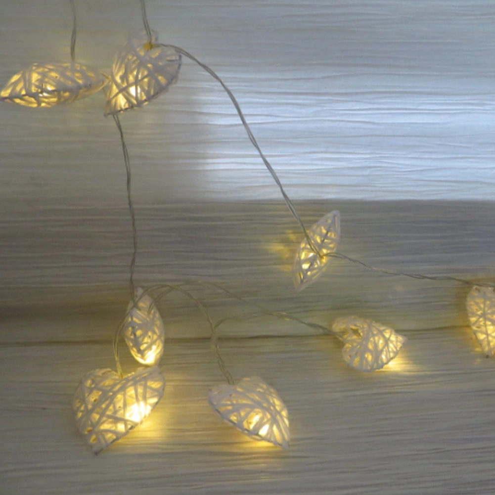 Hangfox 2.5m 10 Adet Kalp Şekilli Rattan Işıklı Zincir - Doğal Malzeme, Ev Dekorasyonu, Nikah/parti, Fotoğraf Props Pil Dahil Değil Diğer