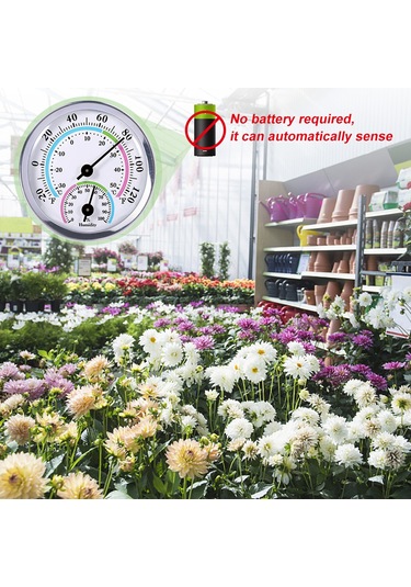 Maiyame Duvar Tutulabilen Kompakt Oda Sıcaklık Nem Ölçeri - Bebek Aileleri İçin Gerekli - Pil Gerekmez - Gümüş Renk