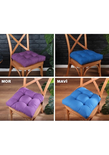 Altınpamuk Altınpamuk Sandalye Minderi Düğme Dikişi Detaylı 40X40Cm Bağcıklı