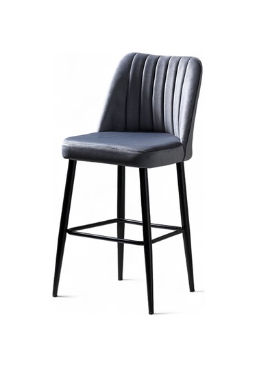 Ada Bar Sandalye - Babyface Gri - Metal Siyah Ayak Gri