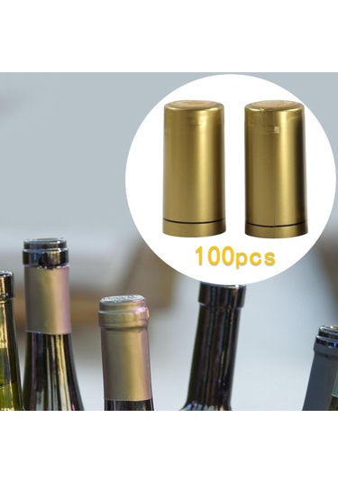 Suntek 100x Şarap Şişesi Isı Büzüşmeli Kapaklar 30mm Conta Altın
