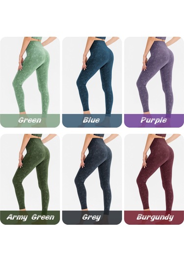 Kosona Kadın Fitness Taytları Mor Kamo Desenli Yüksek Bel Pop Vurgulayıcı Konforlu Havadar Hızlı Kuruyan Spor Trikot 6/m Avrupa Numara Mor