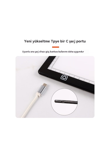 Tcherchi Usb İle Çalışan A5 Led Çizim Tableti - 3 Seviyeli Ayarlanabilir Parlaklık, Taşınabilir, Göz Koruyucu Tasarım