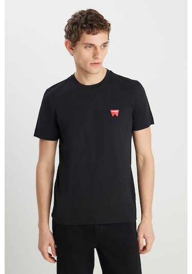 Wrangler Regular Fit Minimal Logo Siyah Erkek T-shirt Mw70md3001 Siyah