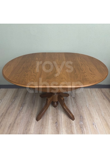 Roys Ahşap 100 Cm Açık Ceviz Yuvarlak Açılır Baba Ayak Masa
