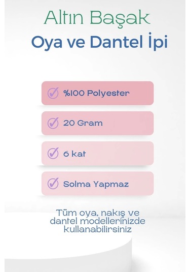 3 Adet Altınbaşak Oya Ve Dantel İpi 20 Gr - Royaleks - No: 769