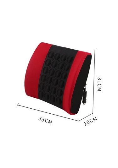 Otomotiv Evrensel Elektrikli Masaj Lomber Yastık Araba Destek Pedi Siyah Kırmızı