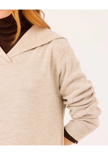 Scl Uzun Kollu Midi Boy Triko Kadın Elbise 10002421711008 Bej