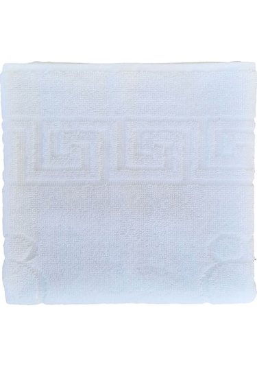 4 Lü Ayak Izli Banyo Paspas 100 Pamuklu Ayak Havlusu Beyaz