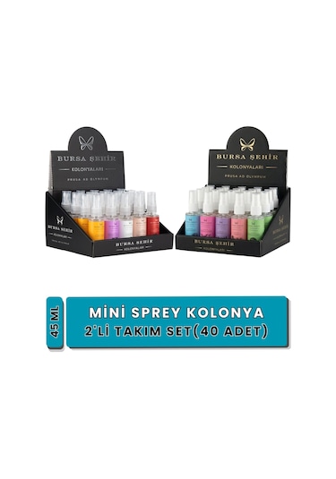Mini Kolonya Seti, 40'lı Sprey Kolonya, Parfümlü Kolonya, 2'li Set