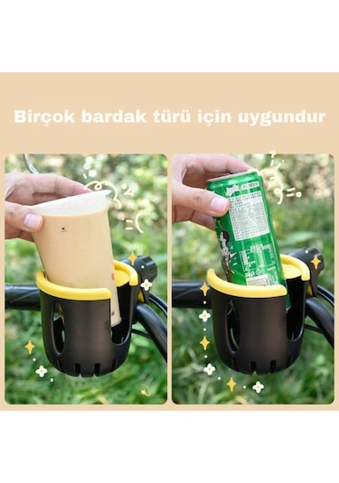 Techtic Bisiklet Bebek Arabası İçin Biberon Bardak Şişe Tutucu Siyah