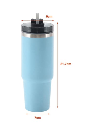 Suntek Magideal Hasır Ve Kapaklı Su Bardakları Paslanmaz Çelik Mavi-30oz