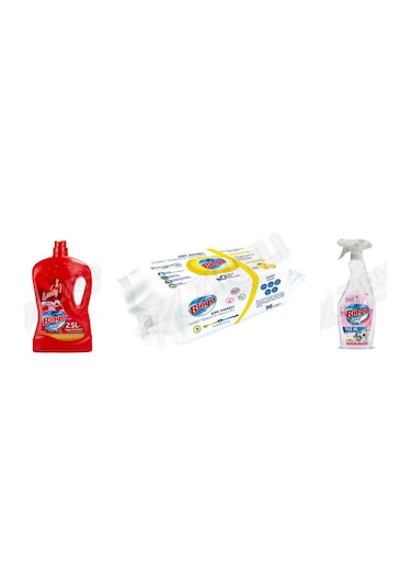 Bingo Yüzey Temzileyici 2,5 L + Yüzey Tem.havlusu 96'lı + Toz 750 Ml 3'lü Set 2'li Set
