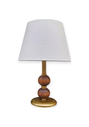 Dual Eskitme Abajur Çift Top Ahşaplı Krem Şapkalı Haki