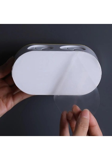 Gri Elektrikli Diş Fırçası Tutucu Çift Delikli Kendinden Yapışkanlı Stand Rafı Duvara Monte Tutucu Depolama Alanı Tasarruflu Banyo Aksesuarları Gri