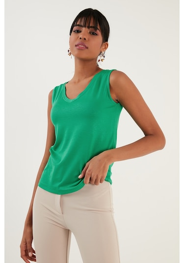 Lela Kalın Askılı V Yaka Bayan Bluz 5864384 Benetton