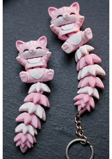 Sevimli Esnek Kedi Anahtarlık Hareketli Fidget Tasarım 2'li