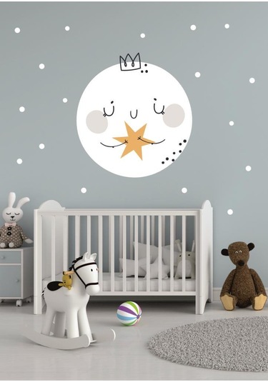 Sevimli Surat ve Polka Damlası Çocuk Odası Dekorasyon Sticker