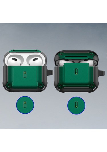 Airpods Uyumlu 3 İçin Sürgülü Tokalı Kablosuz Kulaklık Kancalı Koruyucu Kılıf Siyah