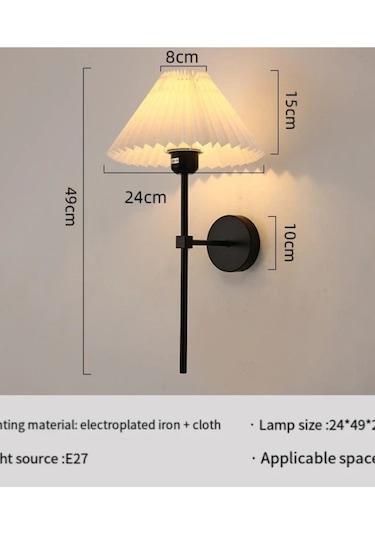 Modern Pilli Aplik Kablosuz Tak Çalıştır Krem Abajur Umbrella Aplik Siyah 1 Adet Siyah