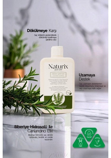 Biberiye Şampuanı Tuzsuz, Dökülme Karşıtı Ve Saç Uzamasını Destekleyici Bakım - 450 Ml Dökülen