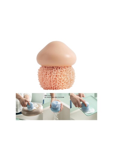 Magideal Suntek Mutfak Dayanıklı Bulaşık Temizleme Topu Pembe - 7 x 7 x 8 CM Pembe