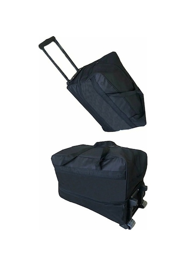 Novahub Tekerlekli Seyehat Valizi Çekçekli Körüklü Büyük Boy Bavul Siyah Siyah