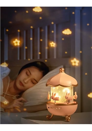 River World Yansıma Yapan Işıl Işık Projektör Atlıkarınca Şeklinde Dönen Tavşan Modelli Çok Renkli