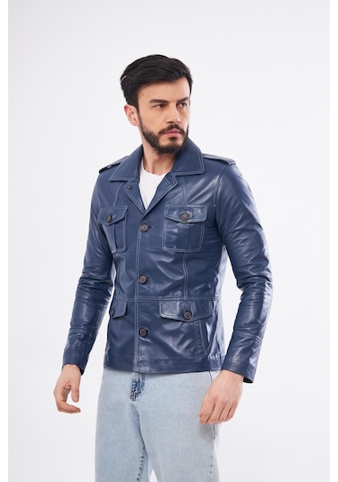 Derinss Der265 Hakiki Deri Erkek Mavi Mont 001