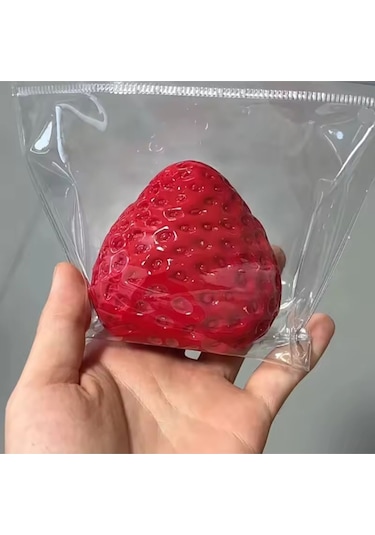 Çilek Sukuşi Yumoş Jel Stres Oyuncağı Çilek Squishy Elastik Kedi Patisi Taba