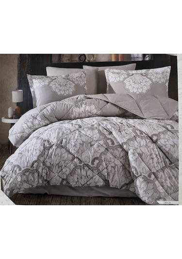 Clasy %100 Pamuk Çift Kişilik Ranforce Uyku Seti Tabula V1 Gri Gri