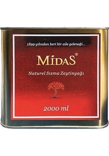 Midas Erken Hasat Soğuk Sıkım Natürel Sızma Zeytinyağı Teneke 2 L