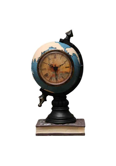 Dekoratif Antik Dünya Küre Masa Saati Nostalji Masaüstü Saat