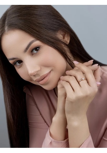 Veronika 925 Ayar Gümüş Altın Kaplanlı Fiyanit Taşlı Nikah Yüzüğü 268439643 Altın