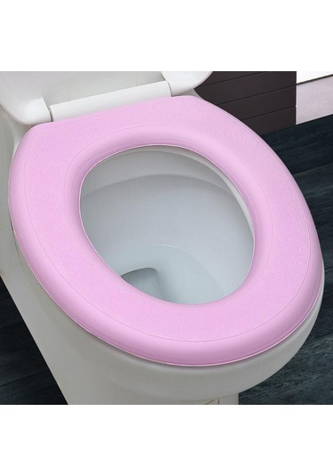 Pembe Su Geçirmez Yumuşak Klozet Kapağı Banyo Yıkanabilir Closestool Mat Pad O-şekil