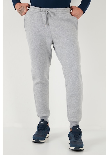 Buratti Pamuklu Regular Fit Normal Bel Cepli Erkek Eşofman Altı 5908060 Gri Melanj