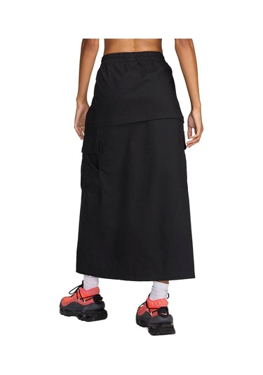 Nike Sportswear Woven Cargo 2n 1 Loose Fit Midi Skirt Kadın Bol Kesim Dokuma Kargo Uzun Ve Mini Etek Siyah