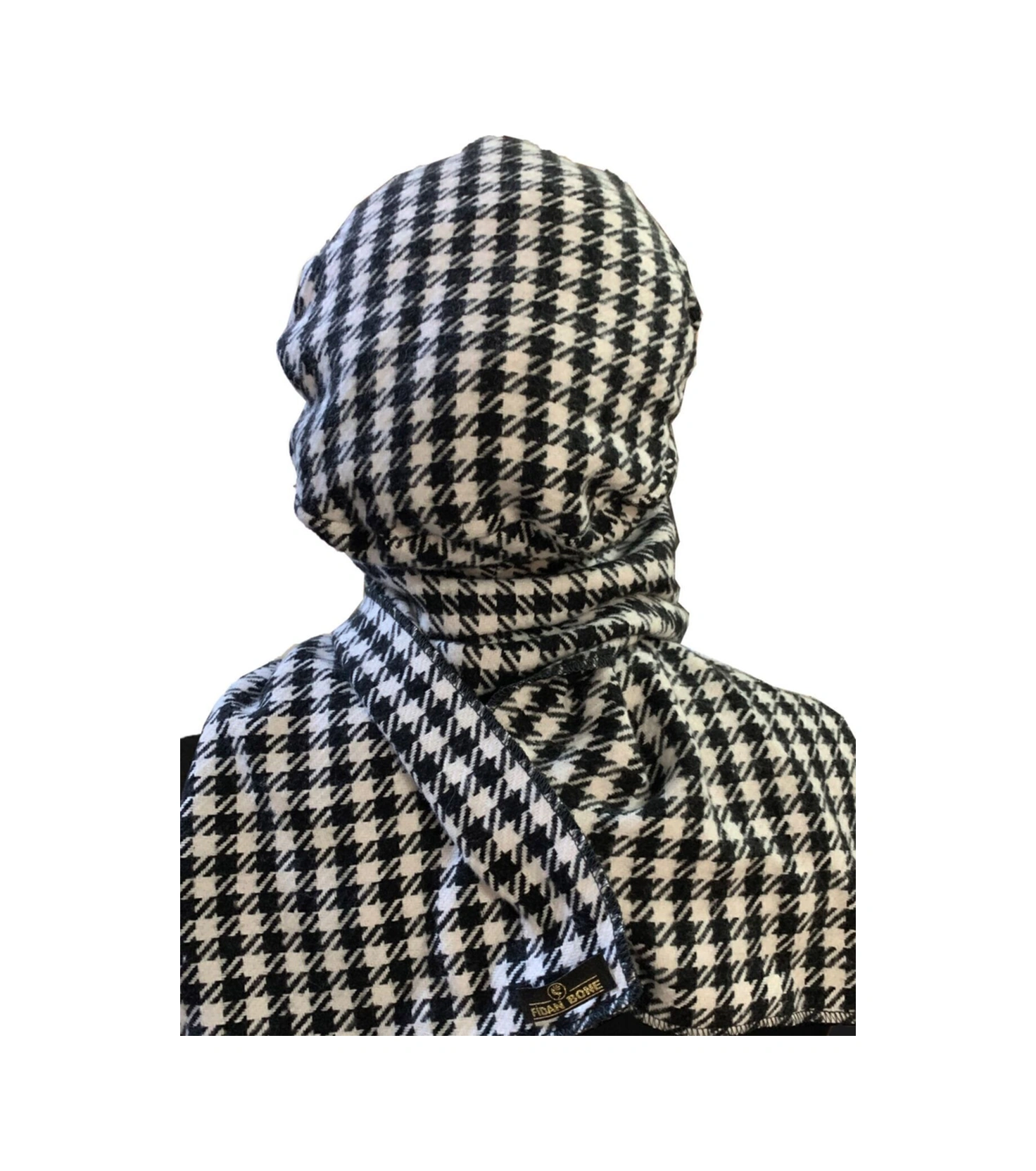 Yün Kasket Şapka Atkılı Kazayağı Desenli Hazır Türban Tesettür Bone Kazayağı Desenli